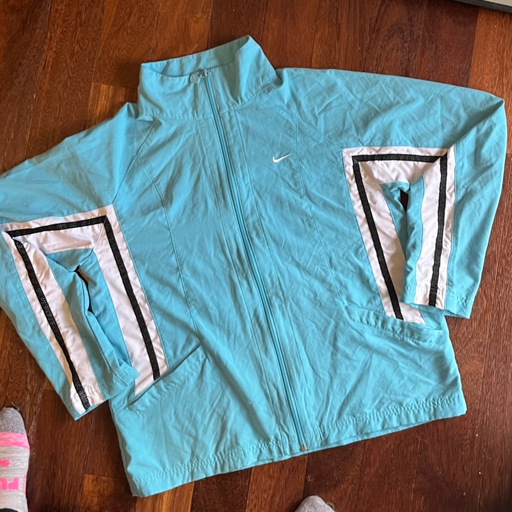 VINTAGE '00s Nike blue striped athletic jacket